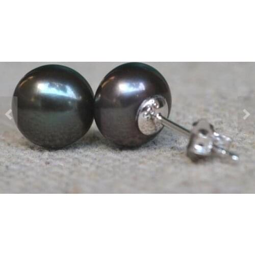 Favorite Pearl Earrings AAA 9mm Black Freshwater Pearl Sterling Silver Perfect Wedding Birthday Women Gift Fine Jewelry