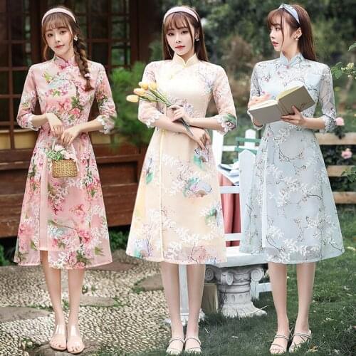 Vintage Oversize Novelty Chinese Formal Rayon Dress Chinese Style Women Mandarin Collar Qipao Elegant Lady Cheongsam Sexy Dress