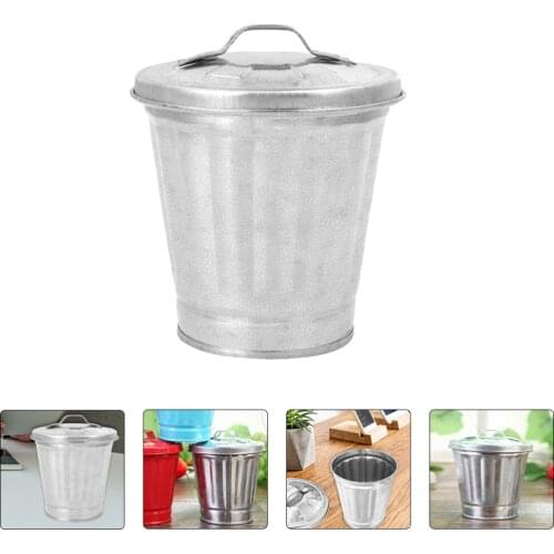 1pc Desktop Mini Garbage Recycling Container Waste Storage Bin Storage Pot