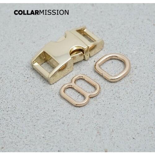 10mm Gold(metal buckle+adjust buckle+D ring/set)for backpack DIY dog cat collar webbing sewing accessory premium quality