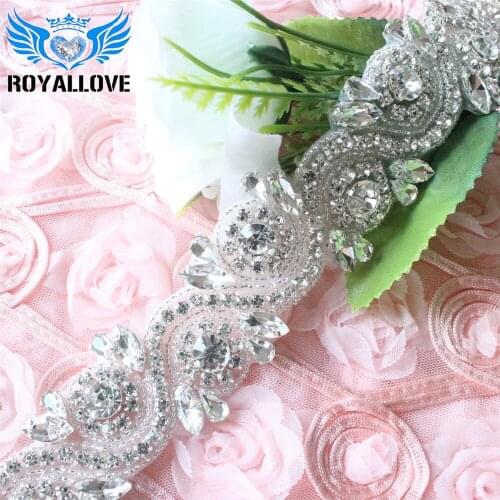 10yards) Wholesale Handmade Sew On Hot Fix Clear Beaded Rhinestone Trim Applique for Bridal Wedding Dresses Sash Headbands DIY