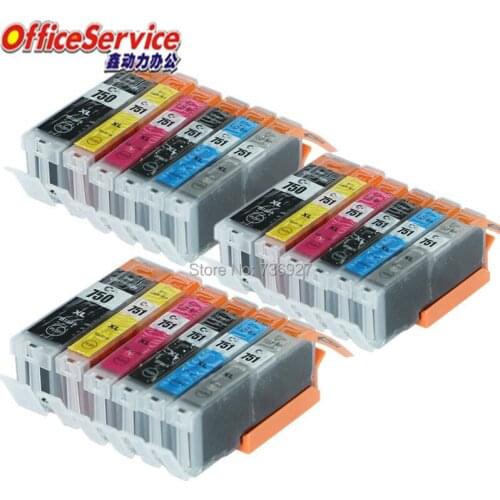 18X=3Sets Compatible ink Cartridge PGI-750XL CLI-751 PGI750 CLI751 BK C M Y For Canon PIXMA MG6370 MG7170 IP8770 inkjet printer