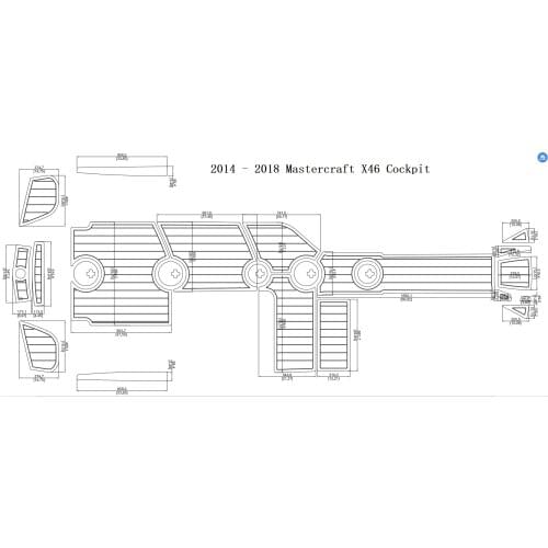 2014 - 2018 Mastercraft X46 Cockpit Pad Boat EVA Teak Decking 1/4" 6mm