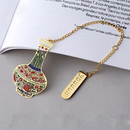 30pcs/lot Kawaii Creative Retro Metal Flower Mountain Vase Pendant Bookmarks Learning Office Supplies Children Birthday Gift