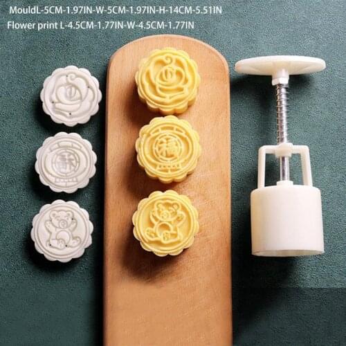 4/8/12pcs New Flower Shaped Mooncake Mold Hand Pressure Fondant Moon Cake Decorating Tools Cookie Cutter Pastry Baking Tool
