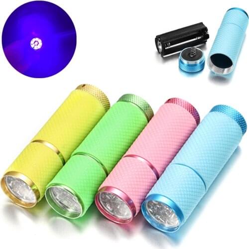 4 Colors 4.5V UV Flashlight 9LED 395NM Ultra Violet Light Lamp For Epoxy UV Resin Cure Adhesive Glue Nail Dryer DIY Jewelry Tool