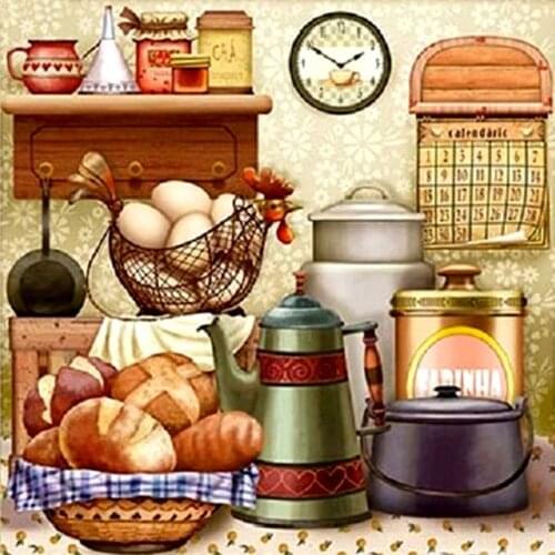 5D DIY Diamond Painting Full Square/Round Drill "Cartoon Kitchen" 3D Rhinestones Embroidery Cross Stitch Gift Home Decor