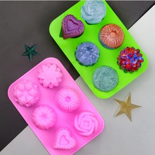 6 Cavity Flower Love Silicone Cake Mold Chocolate Mold Silicone Soap Mold Pudding Horseshoe Cake