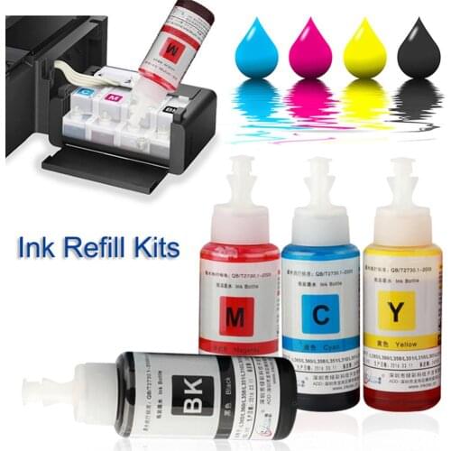 70ML Printer Ink For Epson L360 L301 L555 L566 Printer Dye-based Ink Refill Cartridge Kits For Epson Inkjet Printer