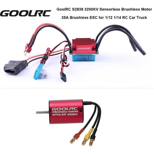 Original GoolRC S2838 3200KV Sensorless Brushless Motor and 35A Brushless ESC Combo Set for 1/12 1/14 RC Car Truck Model Parts