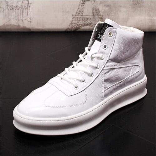 New Ankle Boots For Men Genuine Leather Boots Fashion Lace Up High Top Platform Boots Spring Autumn Men Sneakers Men Shoes