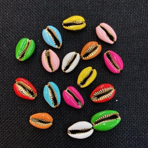 10pcs/pack Natural Conch Shell Loose Beads Oil Drop Colors Plating Gold for DIY Jewelry Making Necklace Bracelets 18-20mm Size