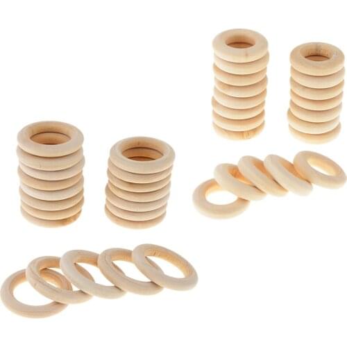 40Pcs Wooden Craft Ring for Making Jewelry / Baby Safety Teething Toy Teether
