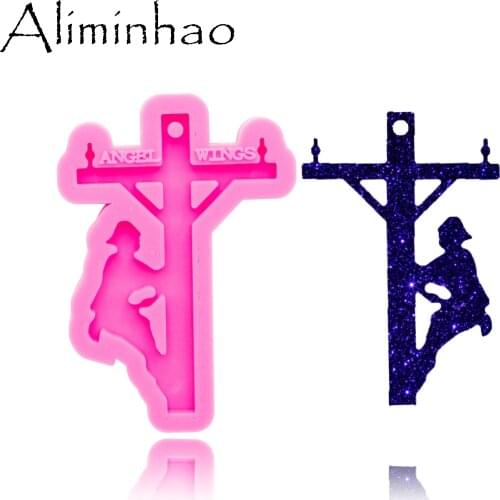 DY0340 Shiny the lineman on the pole mold Silicone Molds DIY resin epoxy keychains Mould for keychain jewelry
