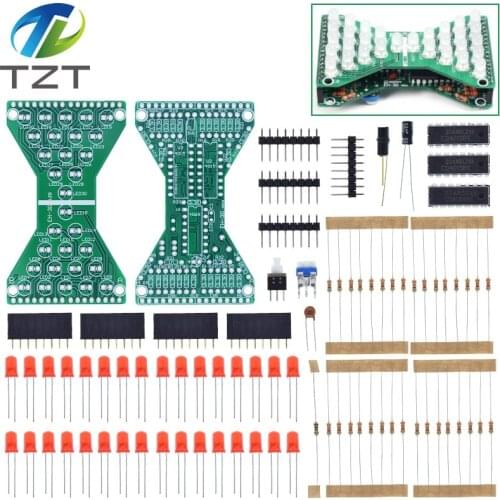 TZT DC 5V Red Blue Green LED Electronic Hourglass DIY Kit Speed Adjustable Funny Electronic DIY Kits LED Double Layer PCB Board