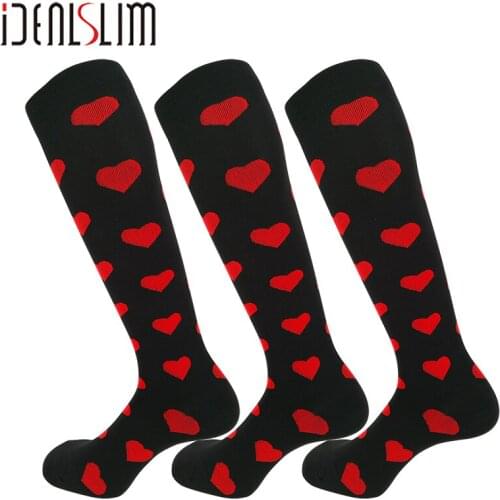 IDEALSLIM 3 Pairs Fashion Compression Plantar Fasciitis Socks Women Pressure Varicose Veins Leg Relief Pain