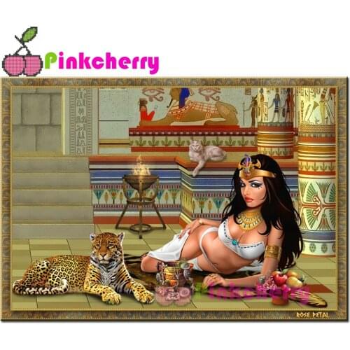 Cleopatra Egypt,diamond painting large Sphynx Cat leopard Diamond mosaic Picture of Rhinestone embroidery Diamond art full k312