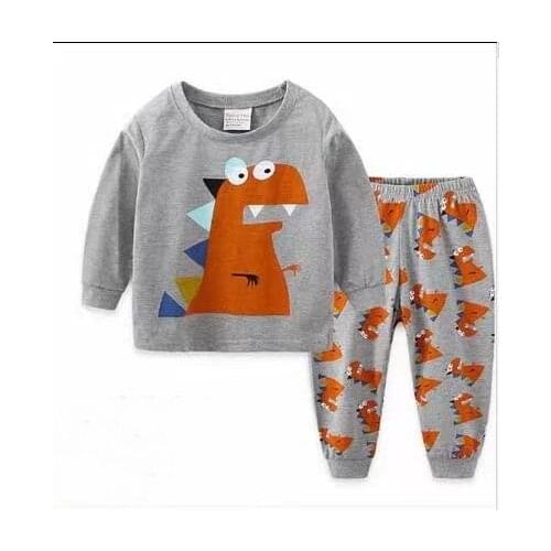 2pcs Autumn Kids Clothes Girls 24M-7Y Childrens Suits 100% Cotton Girl Long-sleeved Costumes Boy Cartoon Pajamas Tops and Pants