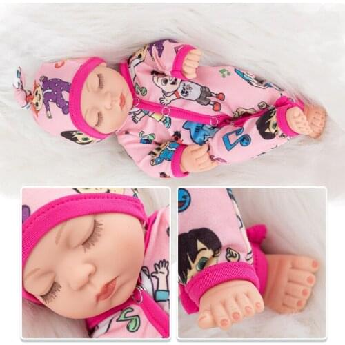 10 Inch Fashion Full Silicone Eyes Closed Baby Doll 25cm Reborn Silicona Sleeping Baby Doll