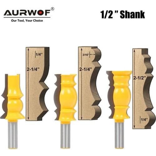 LA VIE 3pcs 12mm 1/2" Shank Crown Molding Router Bit Line Woodworking Cutter Tenon Cutter for Wood Woodworking Tools MC03115
