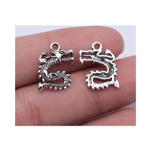 20PCS/lot 17*13mm Metal Charms Dragon Pendants Antique Silver Gold Color Making DIY Handmade Tibetan Jewelry DIY
