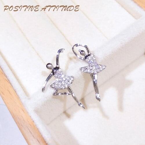 Brillian Fashion Creative Ballet Girl Ladies Earrings Set with Sparkling Crystal Modern Womens Jewelry 2020 New
