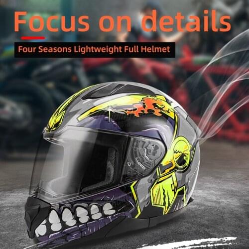 Personality Dirt Bike Four Seasons Street Racing Protect Full Face Motorcycle Helmet with Removable Winter Neck Scar