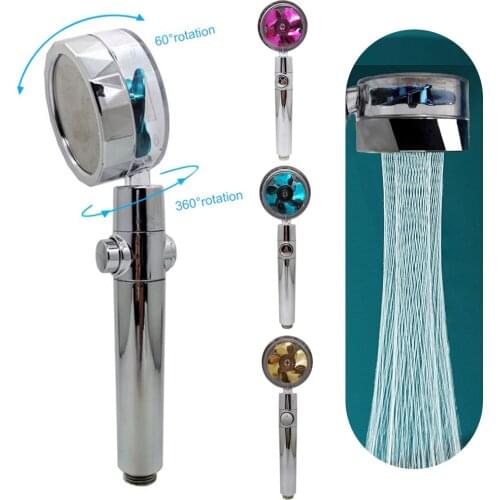 High Pressure Shower Head 360 Degrees Rotating With Small Fan Handheld Water-Saving Rainfall Shower Nozzle Bathroom Accessories
