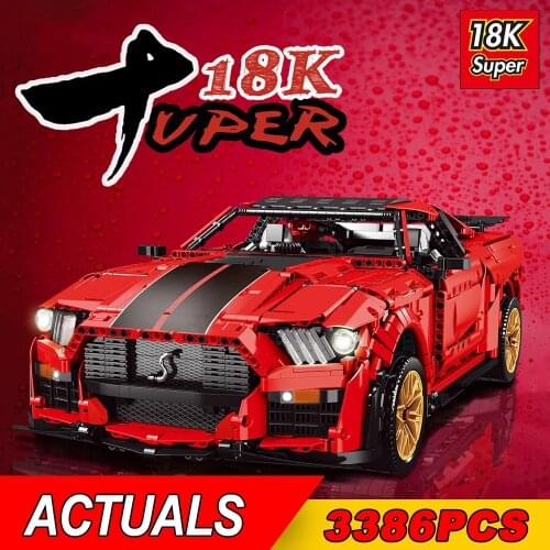 New High-Tech MOC Shelby Gt500 Sports Car Model MOC-50047 Buliding Blocks Technology Bricks Educational Toy For Children Gift