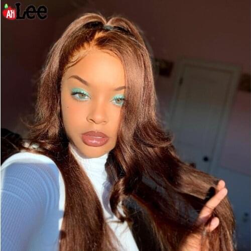 Brown Lace Front Wig Body Wave Bleached Knots 13x4 Transparent Lace Frontal Wigs Peruvian Lace Front Wig Human Hair Pre Plucked