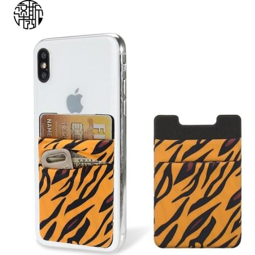 Zenos Sexy Leopard Print Cell Phone Wallet for Back of Phone Stick On Wallet Credit Card ID Holder