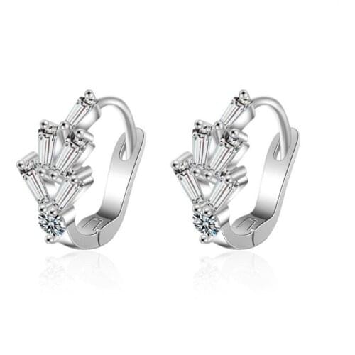 Luxury Crystal Hoop Earrings Female Jewelry Gold Trendy CZ Earrings 925 Silver Women Accessories Fashion Earring For Girls Bijou