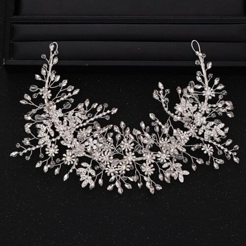 Luxury Wedding Hair Accessories Silver color Baroque Rhinestone Crystal Headdress Queen Head Band Bride Hair ornaments Handmade