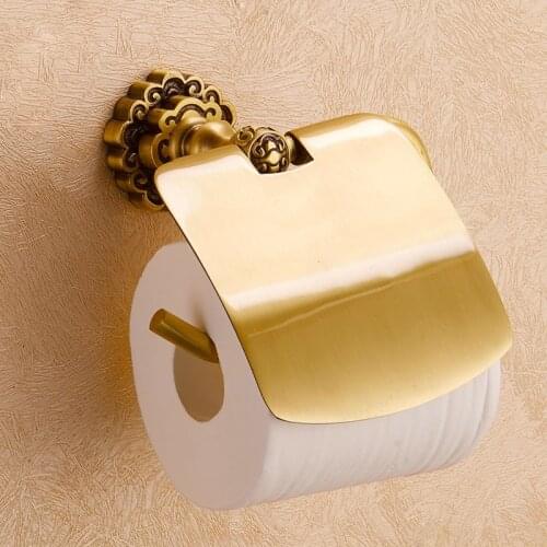 Luxury Solid brass Bathroom Art Carved Toilet Paper Holder Wall mounted antique Roll paper holder Bathroom accessories MD44K62