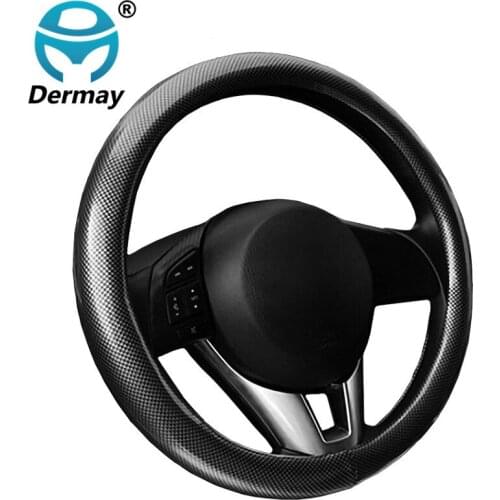 Steering Wheel Cover Racing Sport Carbon Fiber Style for Car 14-15 inch 37-38 cm Steering Wheel Universal Auto Accessories