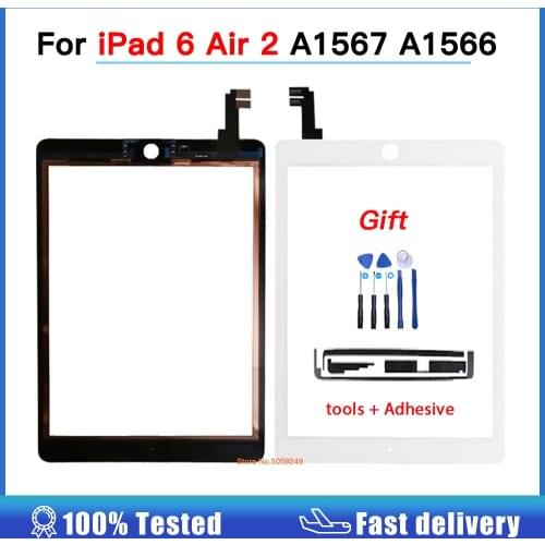 High Quality Touch Screen Glass For iPad Air 2 A1567 A1566 Digitizer Replacement For iPad 6 Tablet Touch Panel + Adhesive Tools