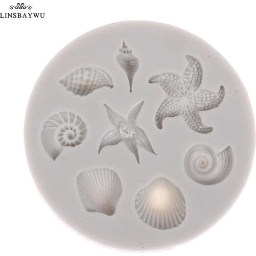 Cake Decoration Tools DIY Sea Creatures Conch Starfish Shell Fondant Cake Candy Silicone Molds Creative DIY Chocolate Mold