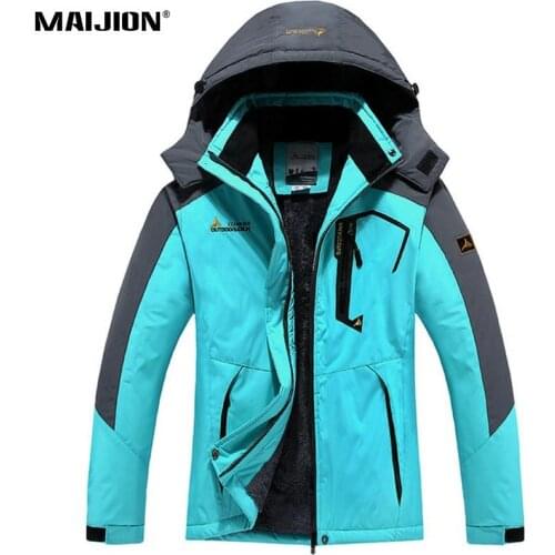 Windproof Hiking Jackets Couple Climbing Cycling Coat Warm Winter Mens Waterproof Hooded Fleece Jackets Skiing Coat