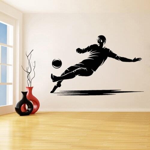 Vinyl Wall Decal Soccer Player Football Team Sport Ball Game Wall Stickers for Boys Room Home Room Decoration Accessories C026