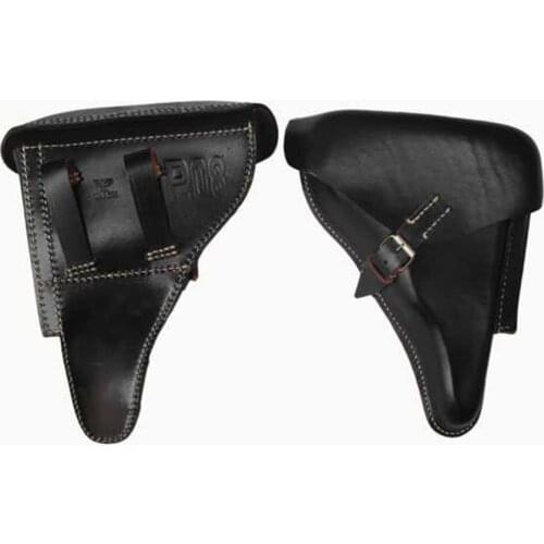 WWII WW2 GERMAN ARMY ELITE BLACK OFFICER LEATHER LUGER P08 HARDSHELL HOLSTER WORLD WAR II MILITARY WAR REENACTMENTS EQUIPMENT