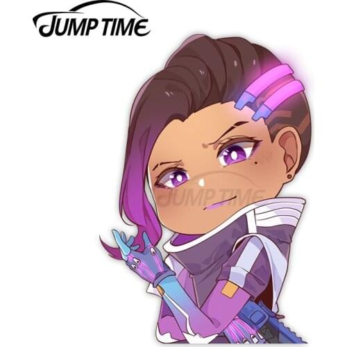 Jump Time 13 x 9.8cm Car Decor Cool Girl Cartoon Avatar Car Stickers Windshield Motorcycle Laptop Peeker 3D Vinyl Decoration