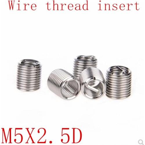 50pcs M5*0.8*2.5D Wire Thread Insert Stainless Steel 304 Wire Screw Sleeve, M5 Screw Bushing Helicoil Wire Thread Repair Inserts