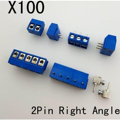 Factory sell 100pcs 2pin PCB Screw Teminal Block RD301R-5.0-2P right angle 5.0mm pitch terminal block