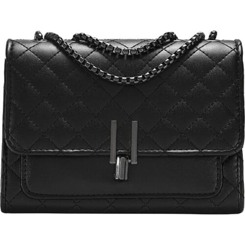 Womens bag single shoulder small bag Korean 2021 new texture rhombic chain messenger bag net red small black bag tide