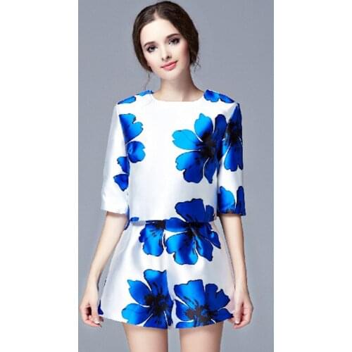 Factory direct Summer printing tops and pants set for women summer dress new quality two piece Set Europe wind new 2016