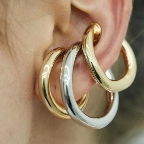 Gold C Shape Earring Cuff Clip Wrap For Women Men Unisex Without Piercing Open Ring Fashion