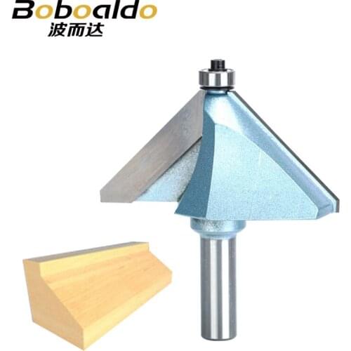 1pcs 1/2 1/4 Shk Chamfer Cutter Industrial grade Router Bits for wood Horse Nose Bit 45 Deg CNC Woodworking Tool endmil