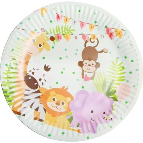 10pcs/set Animal Party Disposable Tableware Flamingo Plate Tableware 1st Birthday Party Decor Kids Baby Shower Party Supplies