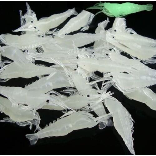 10 Pcs/Lot Silicone Baits 4cm 1g Soft Fishing Lure Luminous Artificial Shrimp Bait No Hook Sea Fishing Winter Fishing L118