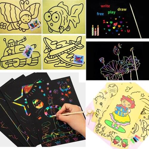 10 Pieces/Batch DIY Arts And Crafts Education Toys Children Sand Painting Pictures DIY Magic Color Rainbow Graffiti Art Paper